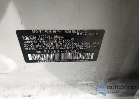 2008 Subaru Impreza 2.5I z USA, uszkodzony, nr VIN JF1GE616X8H525463